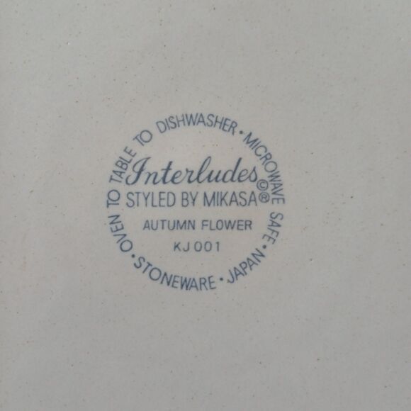 Interludes Mikasa Autumn Flower KJ 001 Dinner Plate 10 3/4” Oven Safe Stoneware - Picture 3 of 5